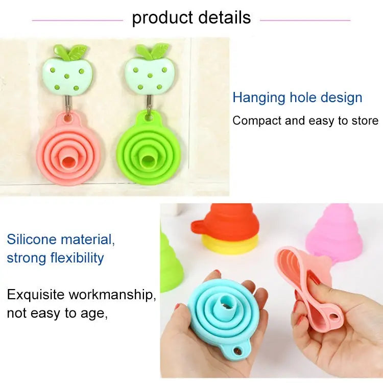 Mini Silicone Foldable Telescopic Funnel Random Color Delivery Silicone Funnel - Silicone Funnel