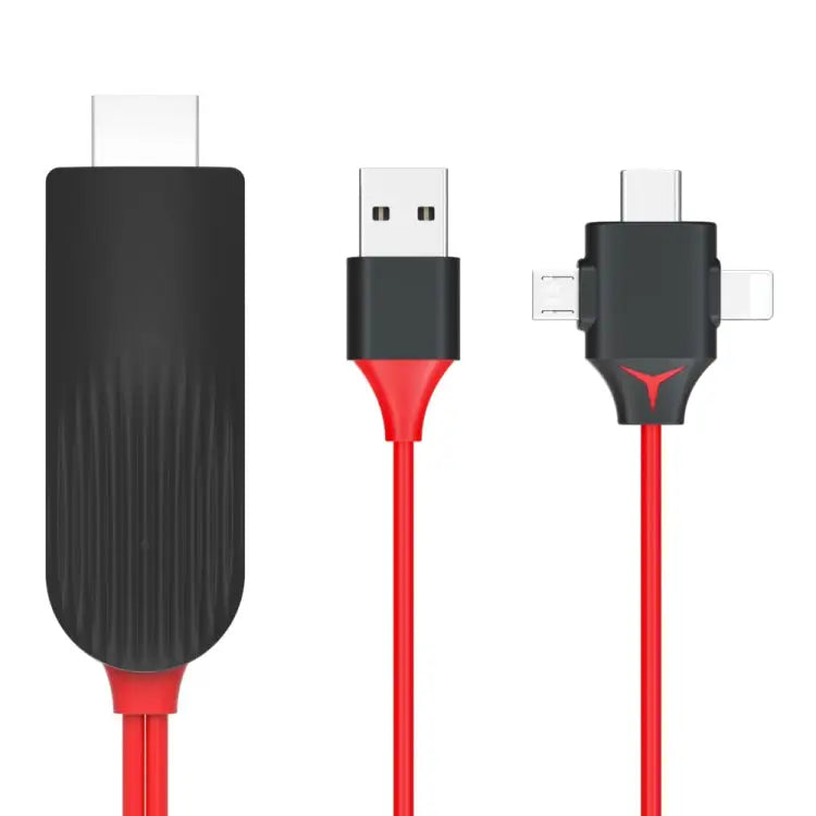 MiraScreen L7-8 3 in 1 8 Pin + Micro USB + USB-C / Type-C to HDMI Video Converter Cable Cable Length: 2m 3 in 1 HDMI