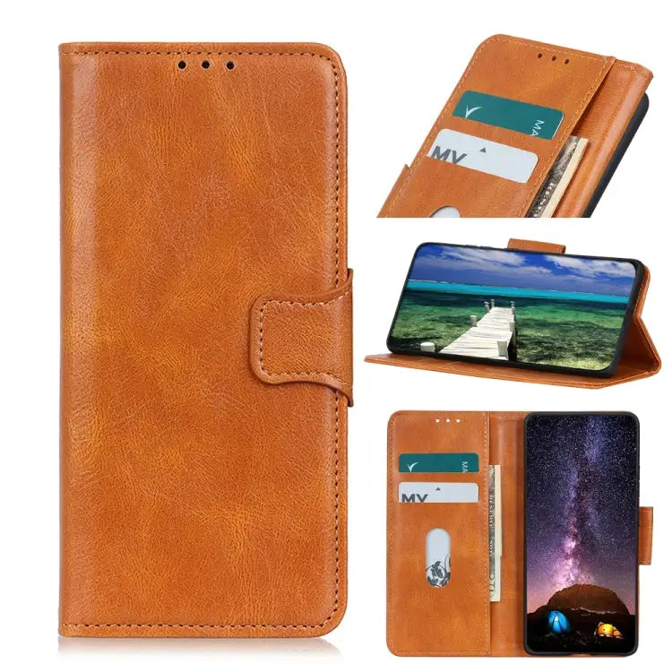 Mirren Crazy Horse Texture Horizontal Flip Leather Phone Case - For iPhone 15 Pro Max / Brown