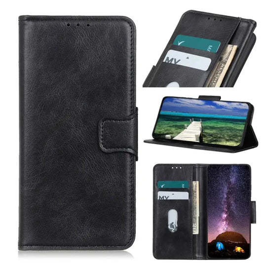 Mirren Crazy Horse Texture Horizontal Flip Leather Phone Case - For iPhone 15 Pro Max / Black