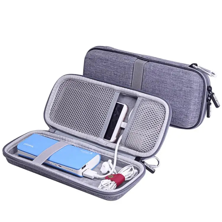 Mobile Phone Power Bank Data Cable EVA Storage Bag Gray Black