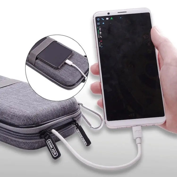 Mobile Phone Power Bank Data Cable EVA Storage Bag Gray Black