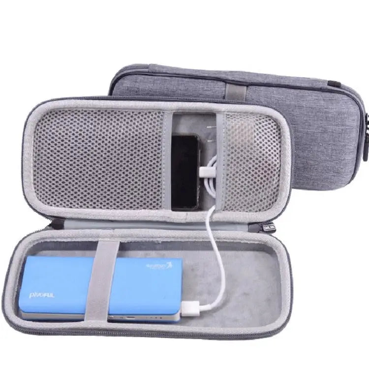 Mobile Phone Power Bank Data Cable EVA Storage Bag Gray Black - Gray