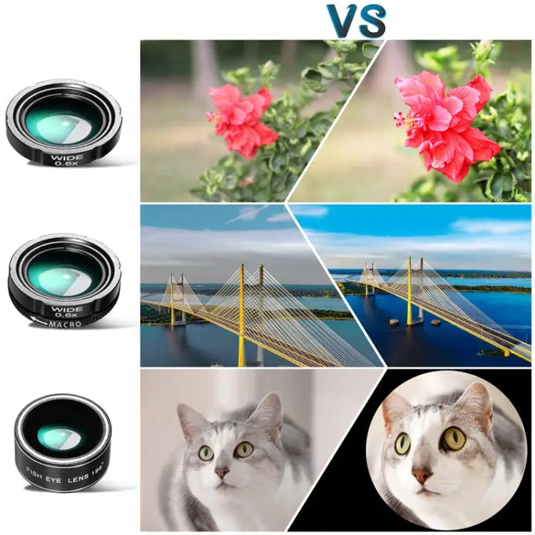 Mobile Phone Universal Lens Telescope 28X + Wide Angle 0.6X + Macro 20X + Fisheye 198 Degree Set Multi-combination Set