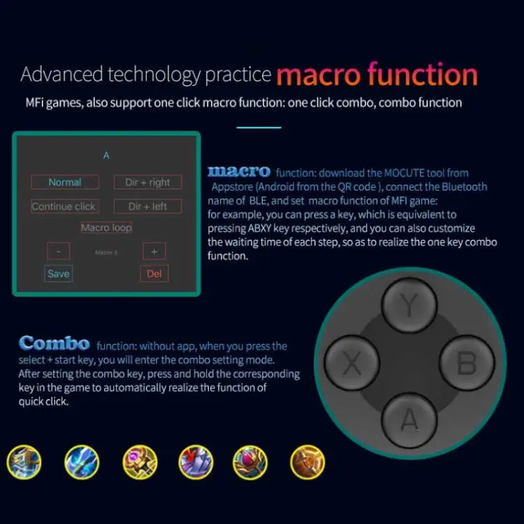 MOCUTE 060 Stretch Dual Joystick Bluetooth Gamepad For Android & iOS Red + Blue - Red + Blue - Apple Accessories
