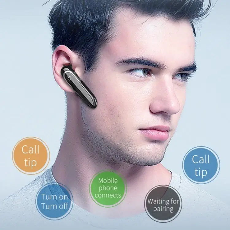 Moloke D5 Hanging Ear Type Business Bluetooth Waterproof Anti-sweat Noise Cancelling Earphone HiFi Sound Headset - Black