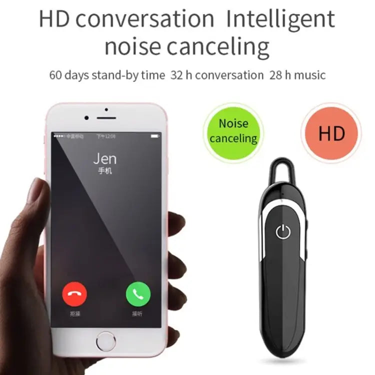 Moloke D5 Hanging Ear Type Business Bluetooth Waterproof Anti-sweat Noise Cancelling Earphone HiFi Sound Headset - Black