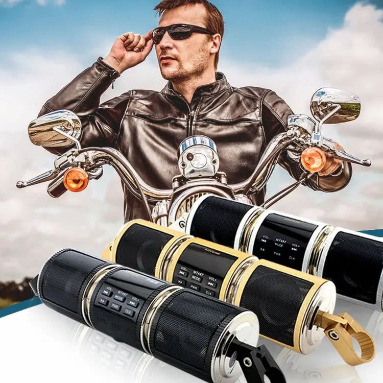 Motorcycle Waterproof Aluminum Shell Bluetooth Handle Stereo Speaker Support BT/MP3/FM/TF