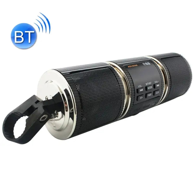 Motorcycle Waterproof Aluminum Shell Bluetooth Handle Stereo Speaker Support BT/MP3/FM/TF - Black