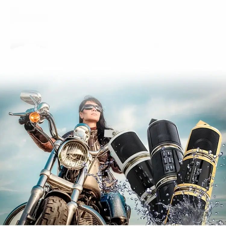 Motorcycle Waterproof Aluminum Shell Bluetooth Handle Stereo Speaker Support BT/MP3/FM/TF