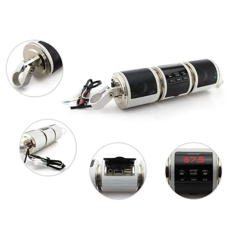 Motorcycle Waterproof Aluminum Shell Bluetooth Handle Stereo Speaker Support BT/MP3/FM/TF