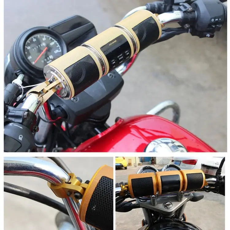Motorcycle Waterproof Aluminum Shell Bluetooth Handle Stereo Speaker Support BT/MP3/FM/TF