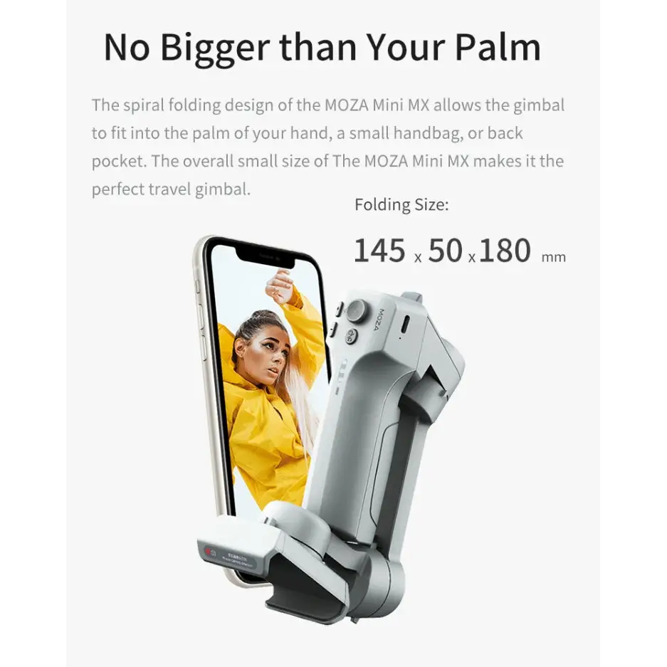 MOZA Mini MX 3 Axis Foldable Handheld Gimbal Stabilizer for Action Camera and Smart Phone - Mini MX