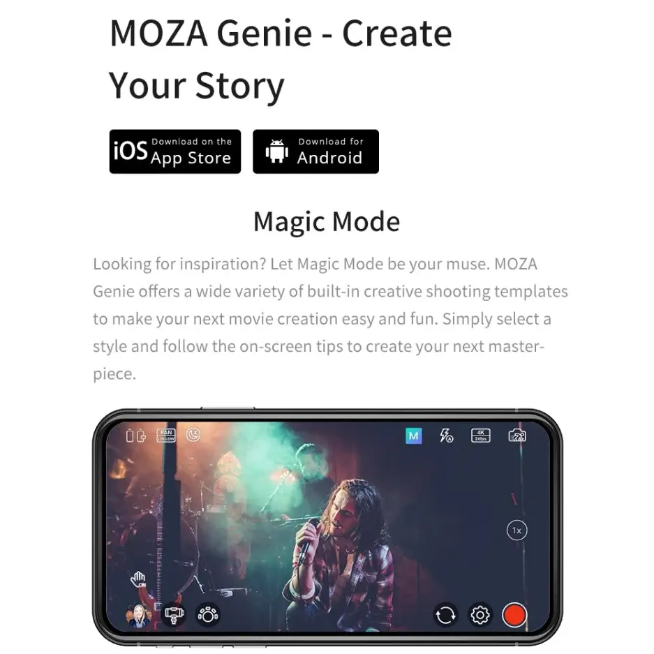 MOZA Mini MX 3 Axis Foldable Handheld Gimbal Stabilizer for Action Camera and Smart Phone - Mini MX