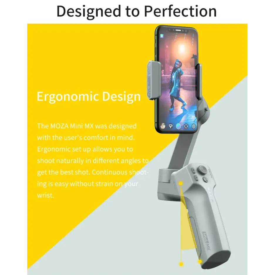 MOZA Mini MX 3 Axis Foldable Handheld Gimbal Stabilizer for Action Camera and Smart Phone - Mini MX