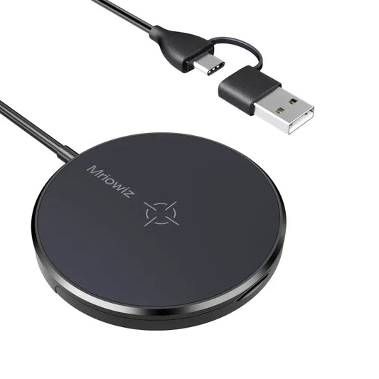 Mriowiz M-2001W 15W Desktop MagSafe Magnetic Wireless Charger for iPhone 12 Series with USB + USB-C / Type-C Data Cable