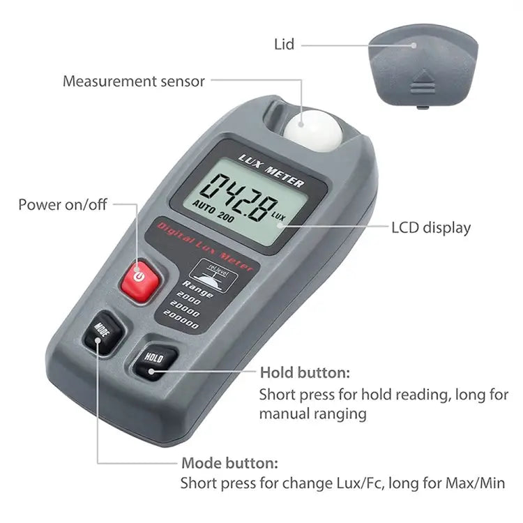 MT-30 LCD Portable Digital Light Lux Meter for Factory / School / House Various Occasion Range: 0.1-200,000 Lux MT-30