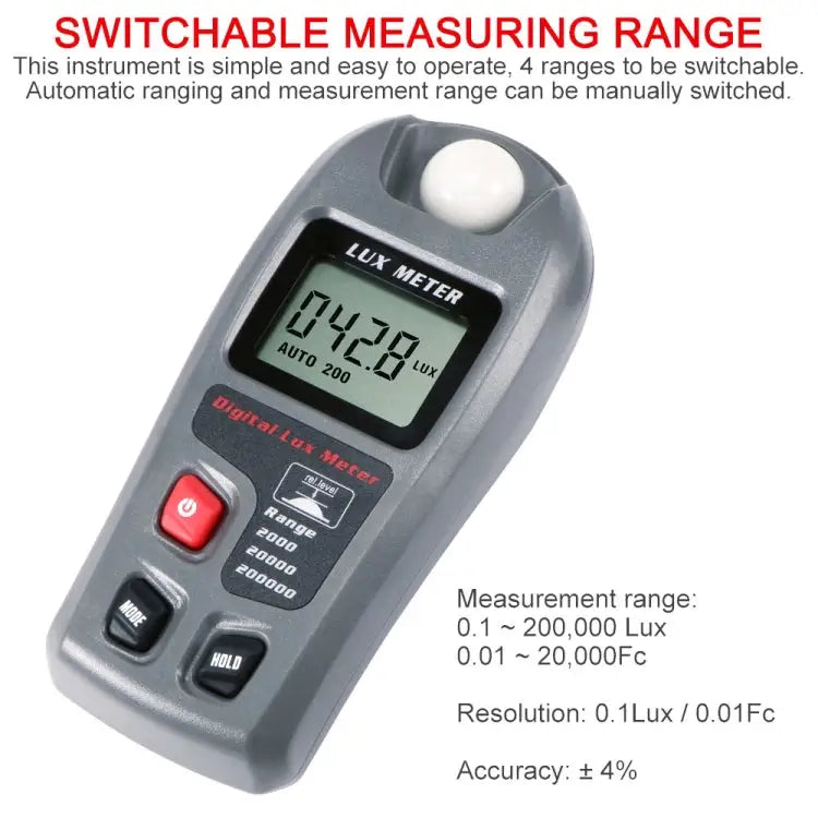 MT-30 LCD Portable Digital Light Lux Meter for Factory / School / House Various Occasion Range: 0.1-200,000 Lux MT-30