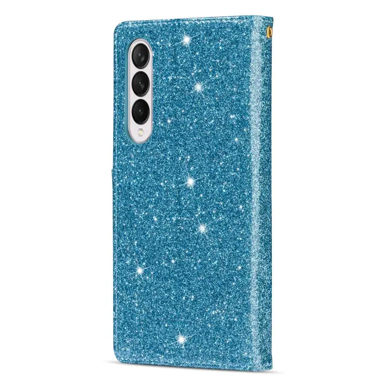 Multi-card Slots Laser Carving Glitter Zipper Leather Case For Samsung Galaxy Z Fold 4 - Samsung Accessories