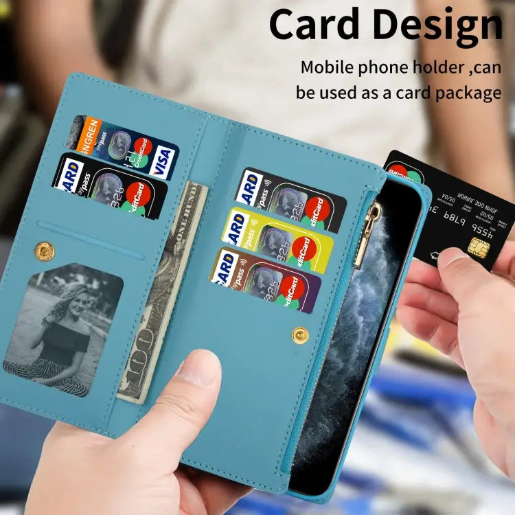 Multi-card Slots Laser Carving Glitter Zipper Leather Case For Samsung Galaxy Z Fold 4 - Samsung Accessories