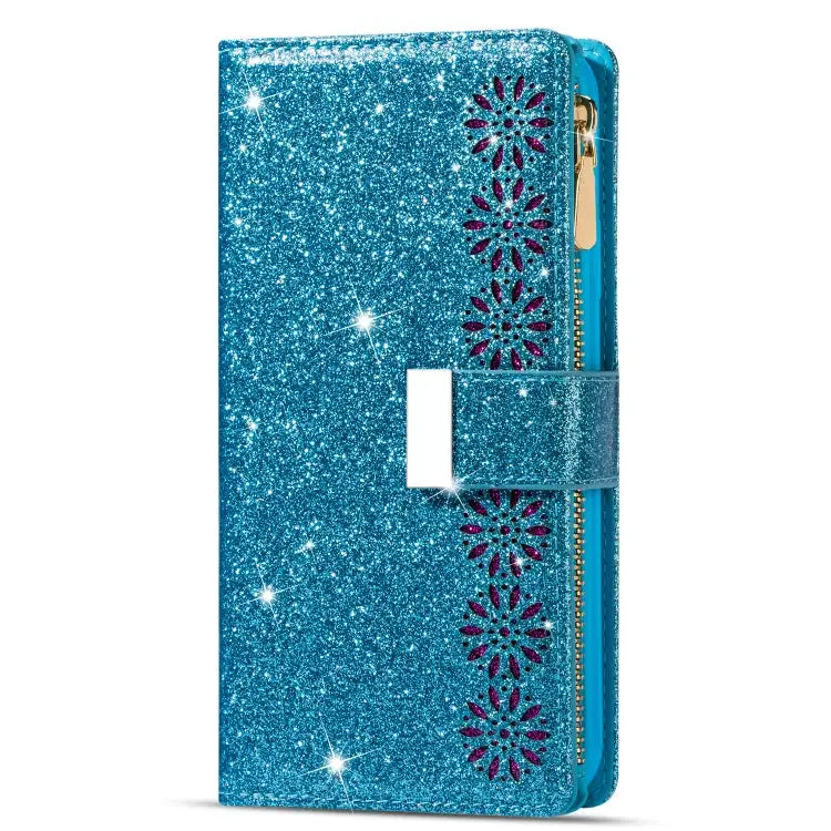 Multi-card Slots Laser Carving Glitter Zipper Leather Case For Samsung Galaxy Z Fold 4 - Samsung Accessories