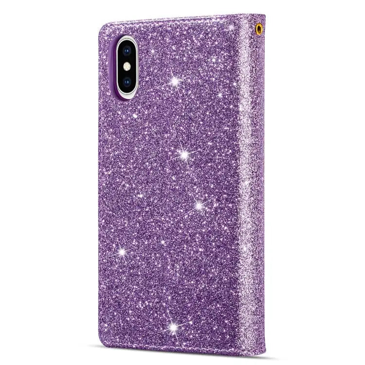 Multi-card Slots Starry Sky Laser Carving Glitter Zipper Horizontal Flip Leather Case with Holder & Wallet & Lanyard