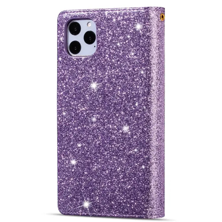 Multi-card Slots Starry Sky Laser Carving Glitter Zipper Horizontal Flip Leather Case with Holder & Wallet & Lanyard