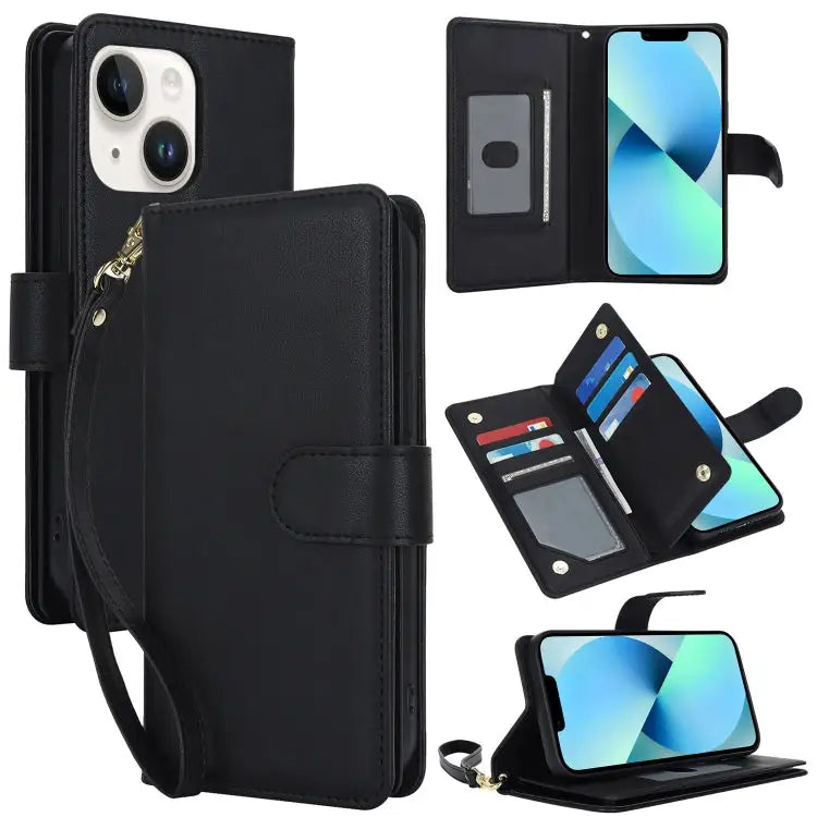Multi-Card Wallet RFID Leather Phone Case For iPhone 11 Pro Max For iPhone 11 For iPhone 11 Pro - For iPhone 13 / Black