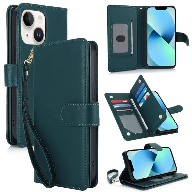 Multi-Card Wallet RFID Leather Phone Case For iPhone 11 Pro Max For iPhone 11 For iPhone 11 Pro - For iPhone 13 / Green