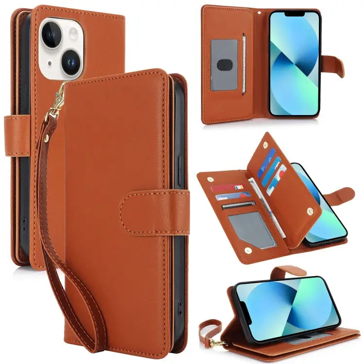 Multi-Card Wallet RFID Leather Phone Case For iPhone 11 Pro Max For iPhone 11 For iPhone 11 Pro - For iPhone 13 / Brown