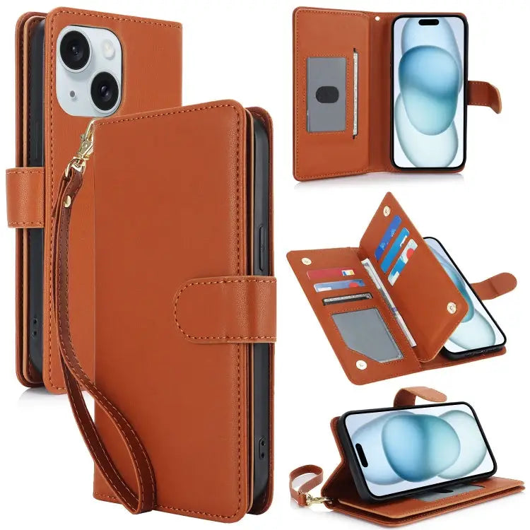 Multi-Card Wallet RFID Leather Phone Case For iPhone 14 Plus For iPhone 14 For iPhone 14 Pro - For iPhone 15 Plus