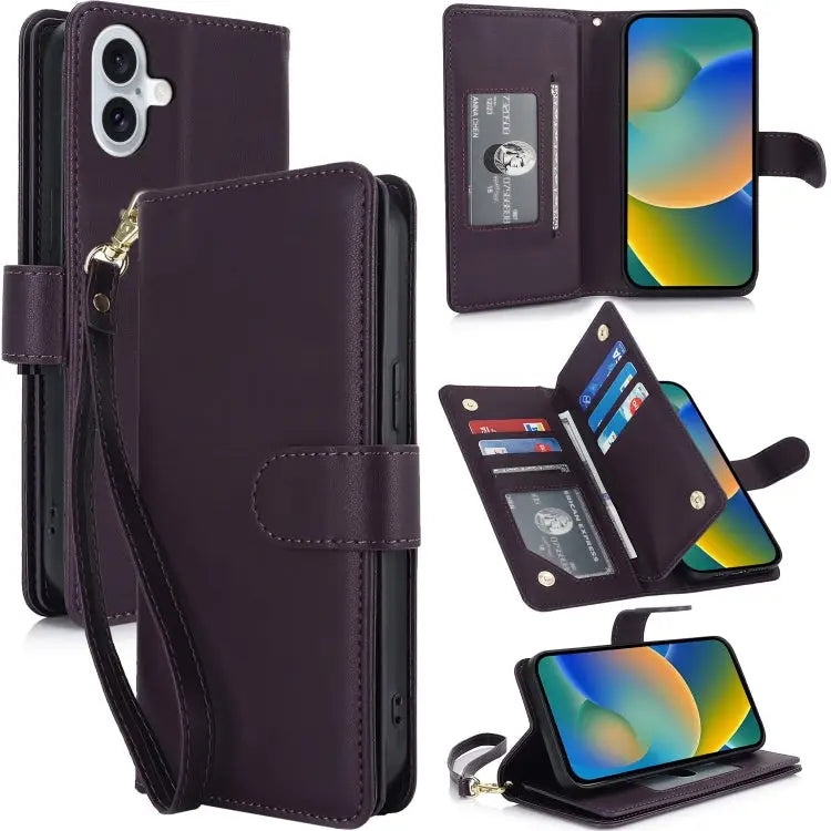 Multi-Card Wallet RFID Leather Phone Case For iPhone 15 Pro For iPhone 15 Plus For iPhone 15 - For iPhone 16 Plus