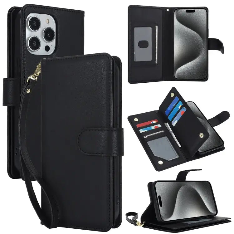 Multi-Card Wallet RFID Leather Phone Case For iPhone 15 Pro For iPhone 15 Plus For iPhone 15 - For iPhone 16 Pro