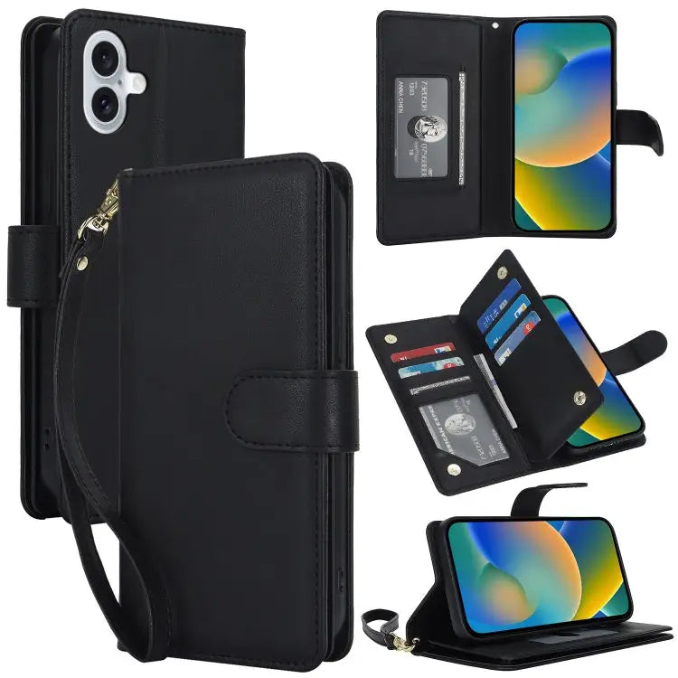 Multi-Card Wallet RFID Leather Phone Case For iPhone 15 Pro For iPhone 15 Plus For iPhone 15 - For iPhone 16 Plus