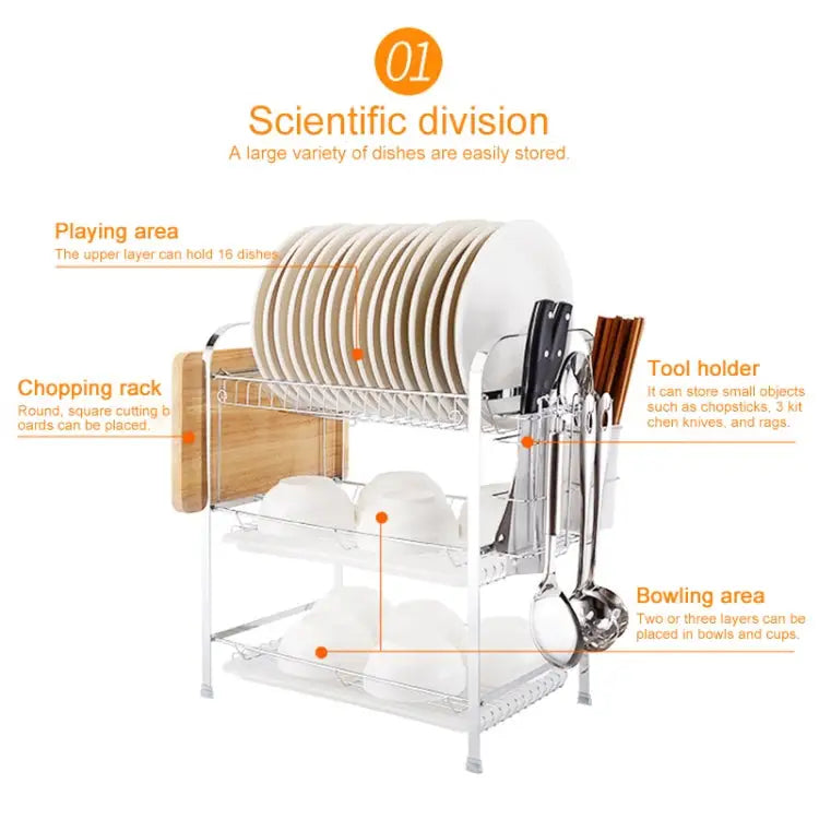 Multi-function Kitchen Stainless Steel Double Diskes Rack Hanging Knife Chopping Block Holder Knife Chopping Block