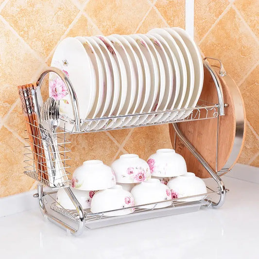 Multi-function Kitchen Stainless Steel Double Diskes Rack Hanging Knife Chopping Block Holder Knife Chopping Block
