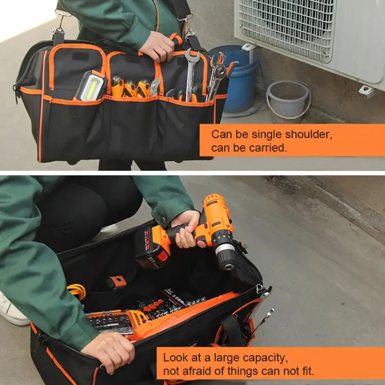 Multi-function Oxford Cloth Electrician Belt Pouch Maintenance Tools Handbag Shoulder Bag Convenient Tool Bag Size: 19