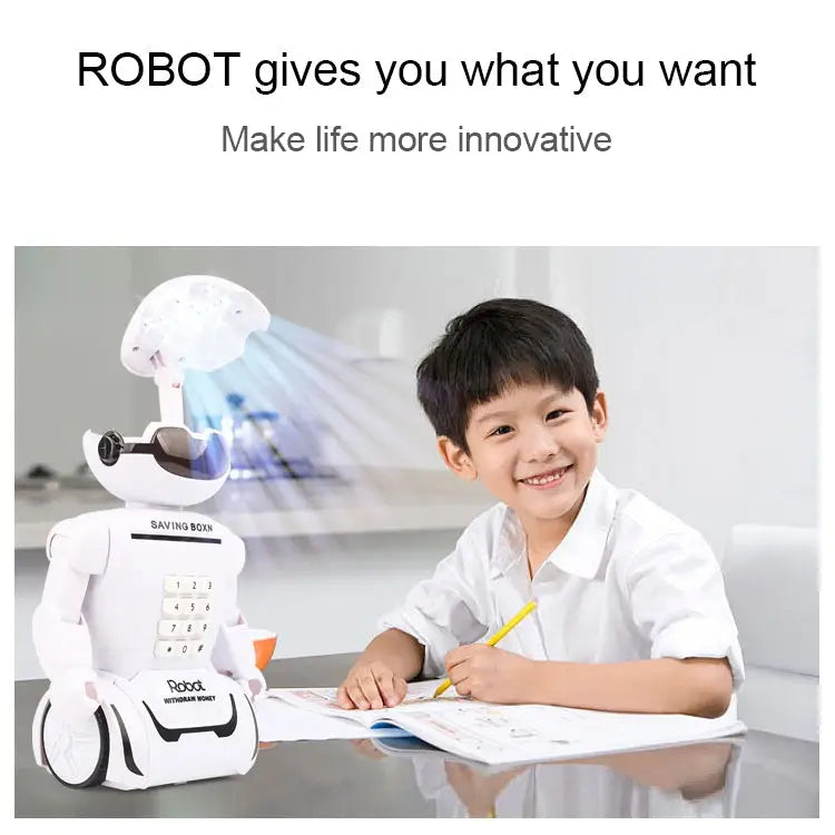 Multi-function Robot Piggy Bank Desk Lamp Code Money Box for Children - Robot Bank