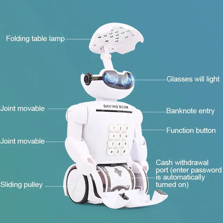 Multi-function Robot Piggy Bank Desk Lamp Code Money Box for Children - Robot Bank