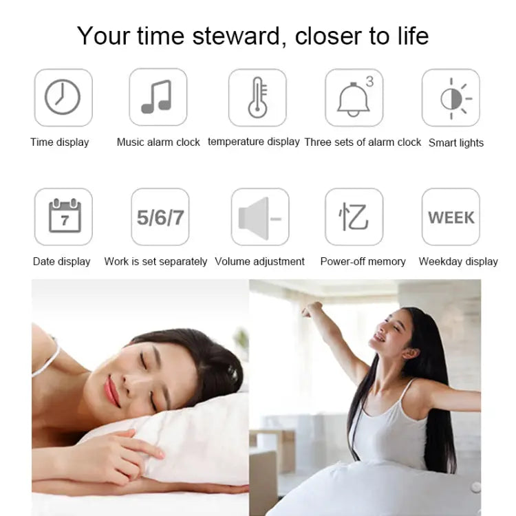 Multi-functional Large Screen LED Digital Music Alarm Clock with Time / Week / Temperature / Calendar Display & Remote