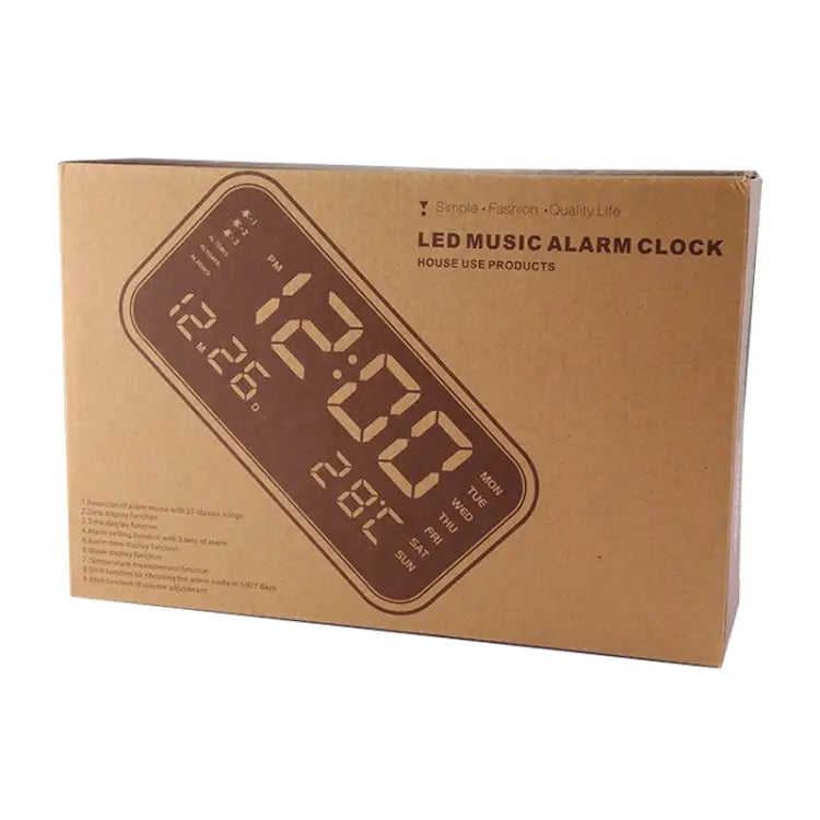 Multi-functional Large Screen LED Digital Music Alarm Clock with Time / Week / Temperature / Calendar Display & Remote