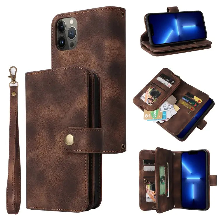 Multifunctional Card Slot Zipper Wallet Flip Leather Phone Case For iPhone 13 For iPhone 13 Pro For iPhone 13 Pro Max