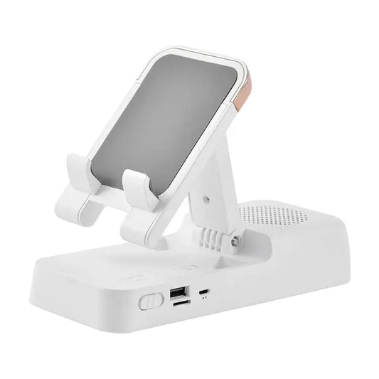 Multifunctional Desktop Stand For Mobile Phone And Tablet With Bluetooth Speaker - White