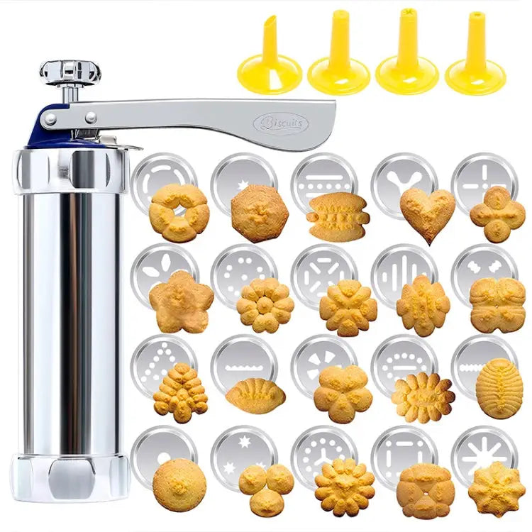 Multifunctional Household Cookie Biscuit Machine Tool Mold Decorating Mounted DIY Baking with 20 Moulds & 4 Nozzles