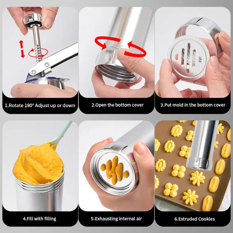 Multifunctional Household Cookie Biscuit Machine Tool Mold Decorating Mounted DIY Baking with 20 Moulds & 4 Nozzles