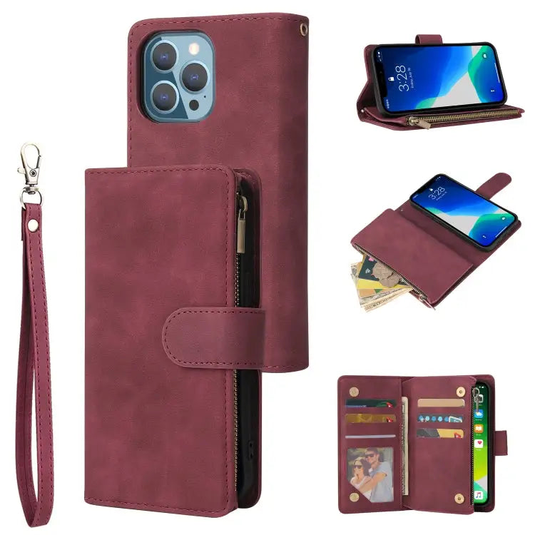 Multifunctional Phone Leather Case with Card Slot & Holder & Zipper Wallet & Photo Frame For iPhone 13 mini For iPhone