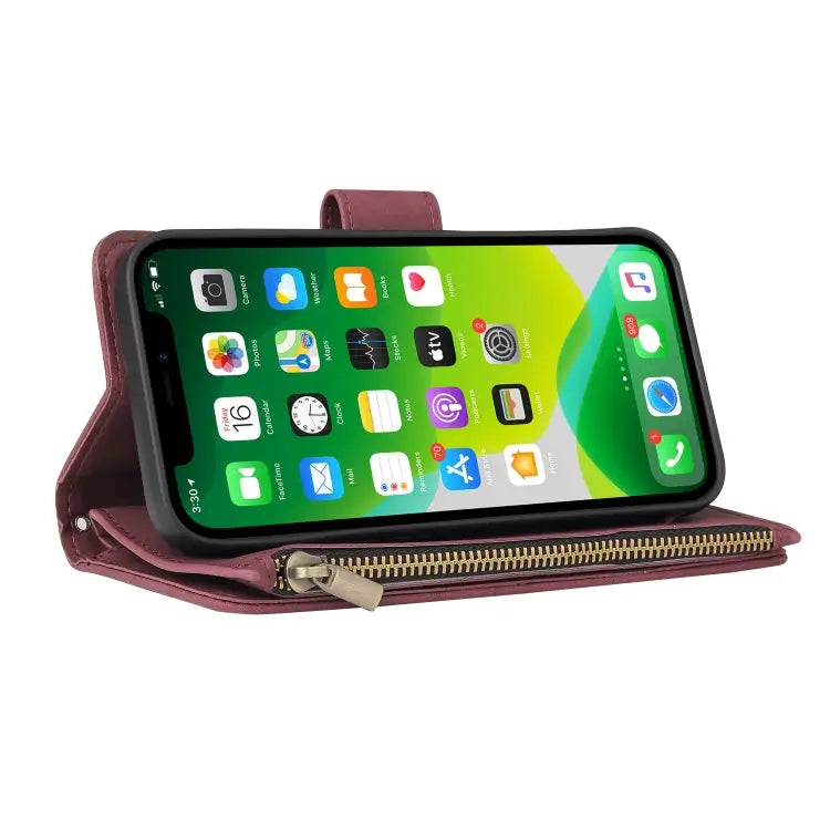 Multifunctional Phone Leather Case with Card Slot & Holder & Zipper Wallet & Photo Frame For iPhone 13 mini For iPhone