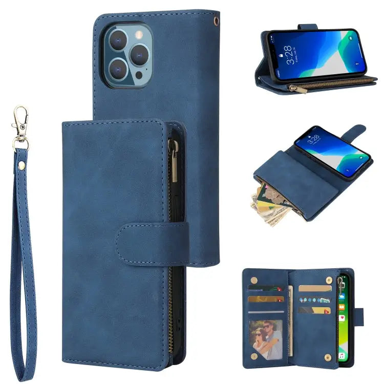 Multifunctional Phone Leather Case with Card Slot & Holder & Zipper Wallet & Photo Frame For iPhone 13 mini For iPhone
