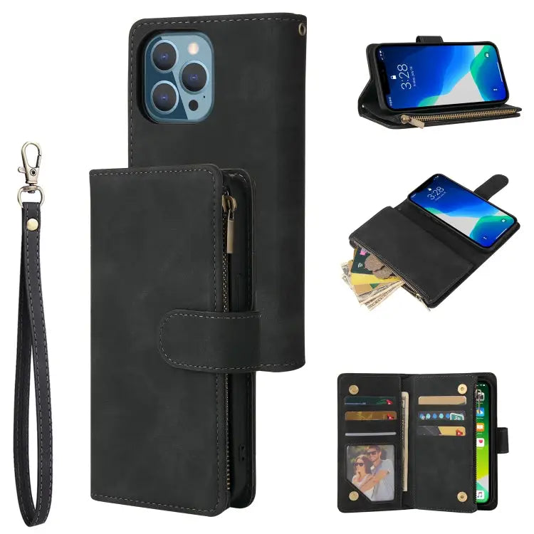 Multifunctional Phone Leather Case with Card Slot & Holder & Zipper Wallet & Photo Frame For iPhone 13 mini For iPhone