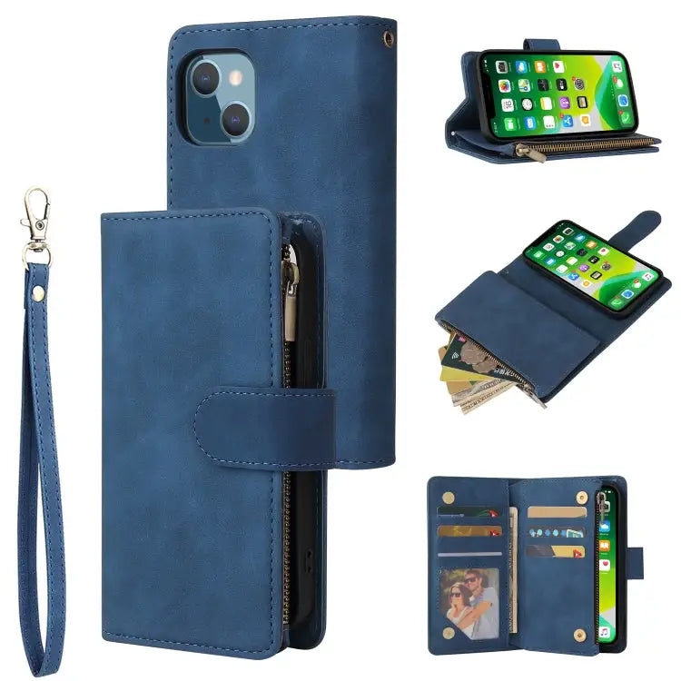 Multifunctional Phone Leather Case with Card Slot & Holder & Zipper Wallet & Photo Frame For iPhone 13 mini For iPhone